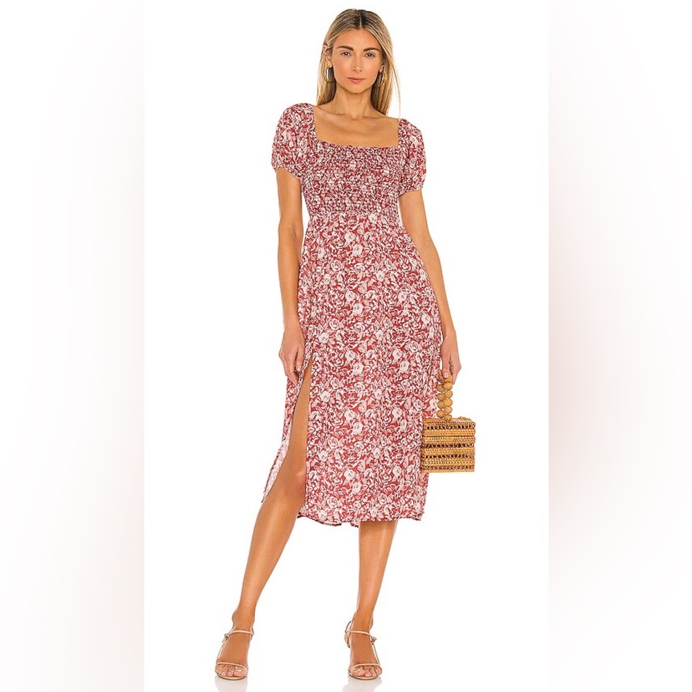 Revolve Kaia Midi Dress in Bordeaux Floral